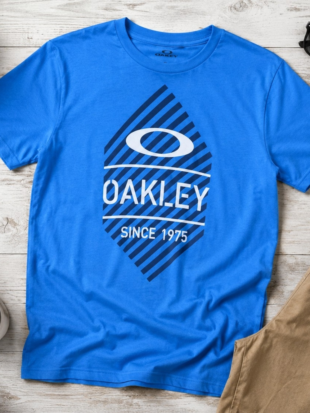 Men's Oakley Blue Graphic Logo T-Shirt Size Large Casual Athletic Tee